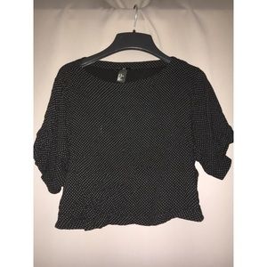 H&M black and white polka dot crop top size large
